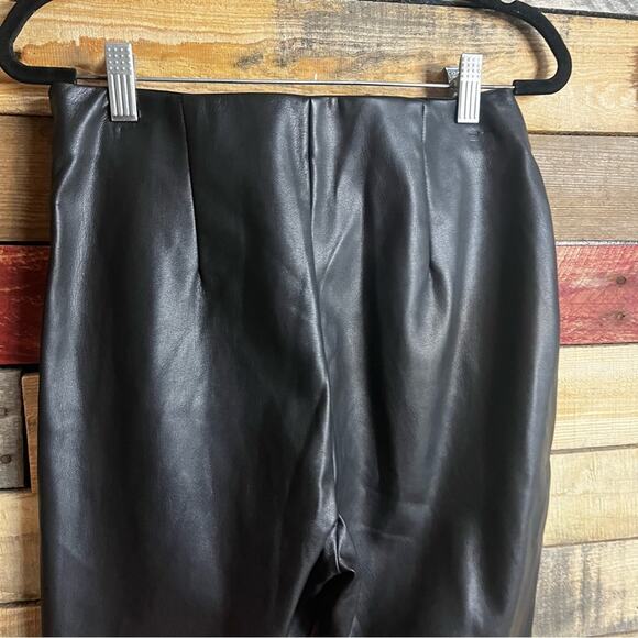 Stradivarius Black Faux Leather Pants With Slits At Hem Size 6 - Picture 8 of 14